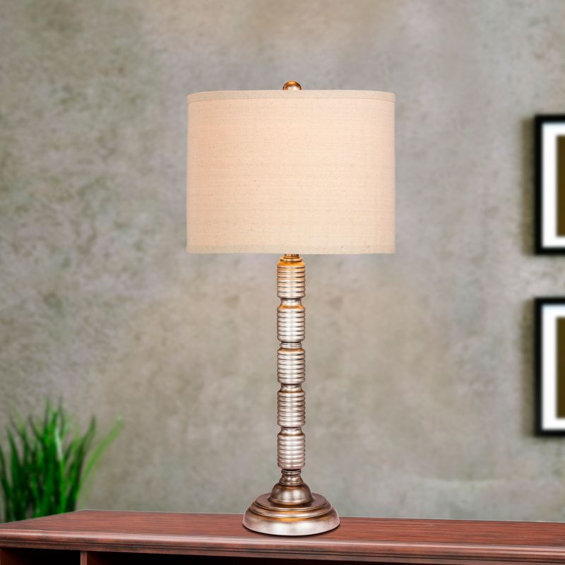 Fangio Lighting Industrial Ribbed Metal Table Lamps Silver