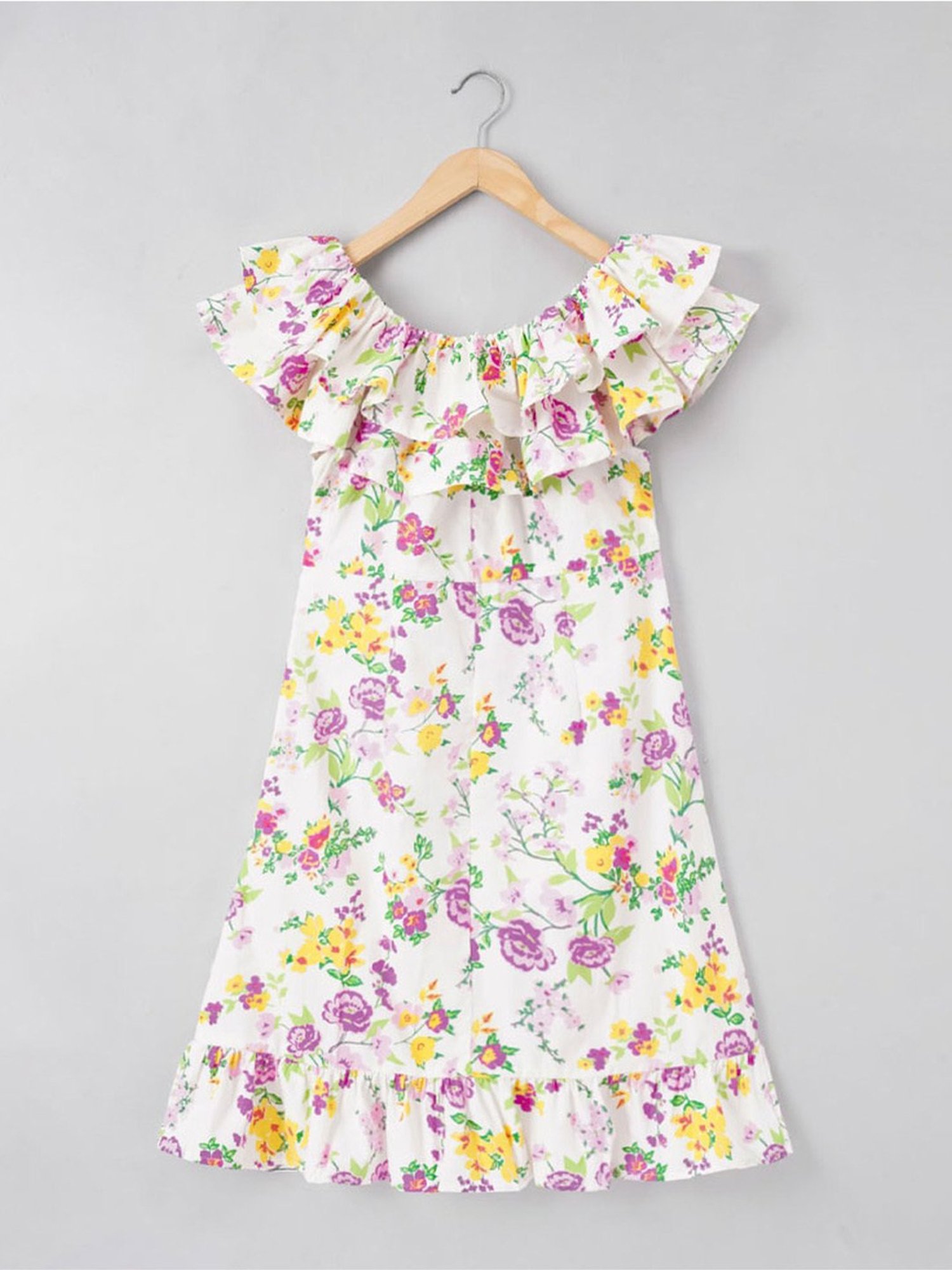 Edheads Kids Multicolor Cotton Floral Print Dress