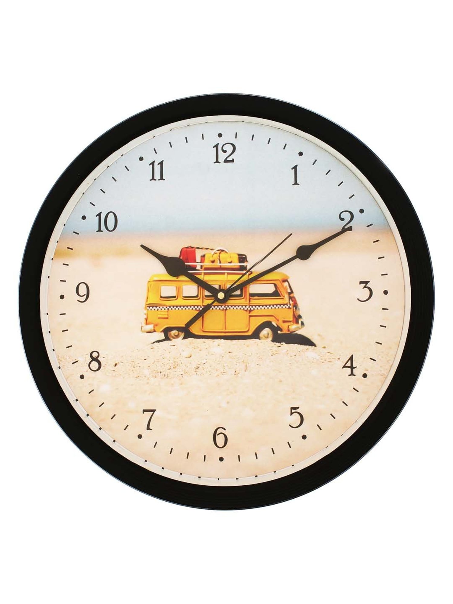 eCraftIndia Designer Round Analog Black Wall Clock