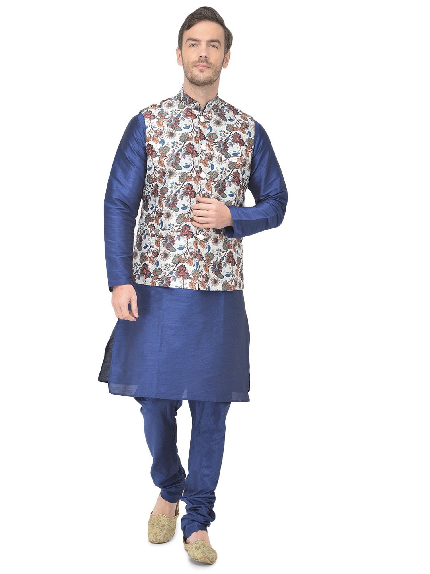 SG LEMAN Multi Regular Fit Printed Nehru Jacket