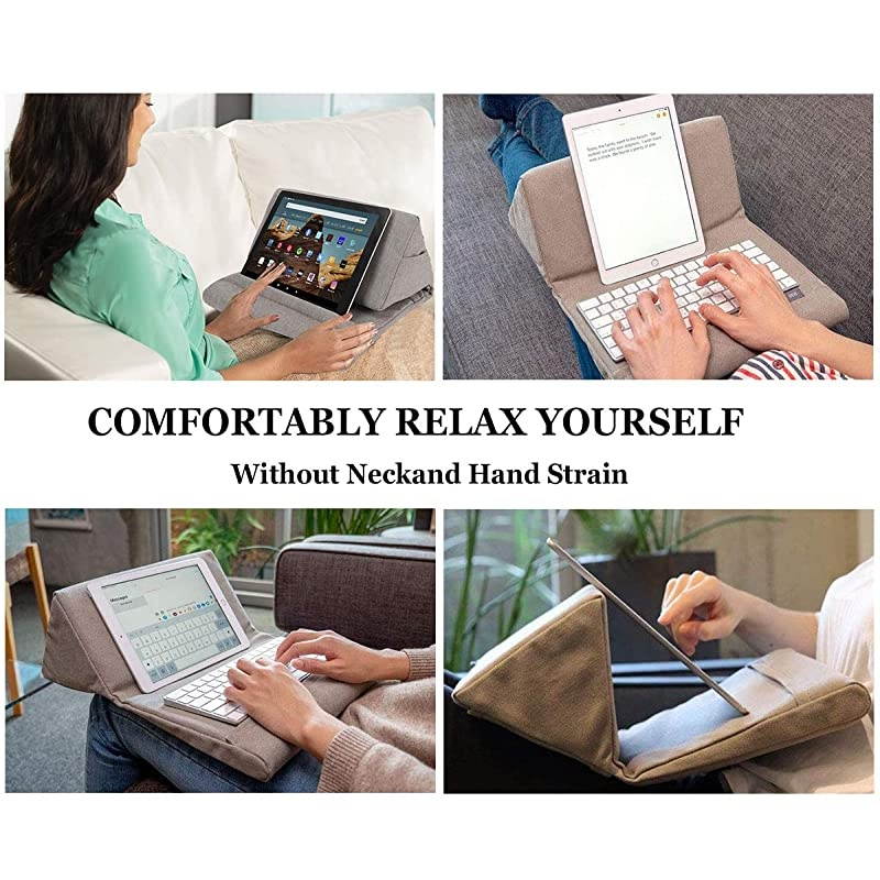 Pillow Stand Tablet Pillow Holder Soft Pillow Lap Stand for Tablet eReaders Mobile Phone Magazines Books Grey