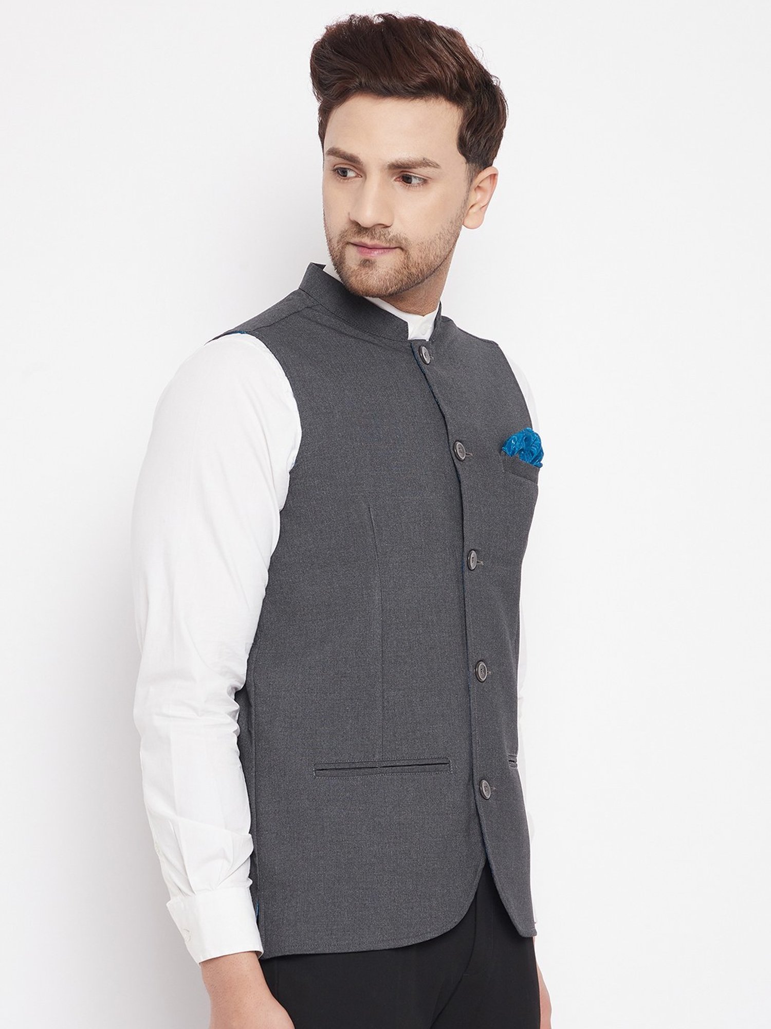 Even Grey Regular Fit Nehru Jacket