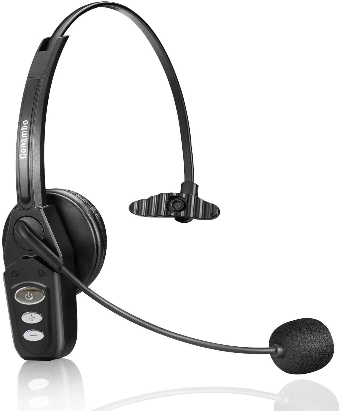 Bluetooth Headset 5.0 with Noise Cancelling Mic 16Hrs Talktime Wireless Phone Headset for Truck Driver Call Center Office