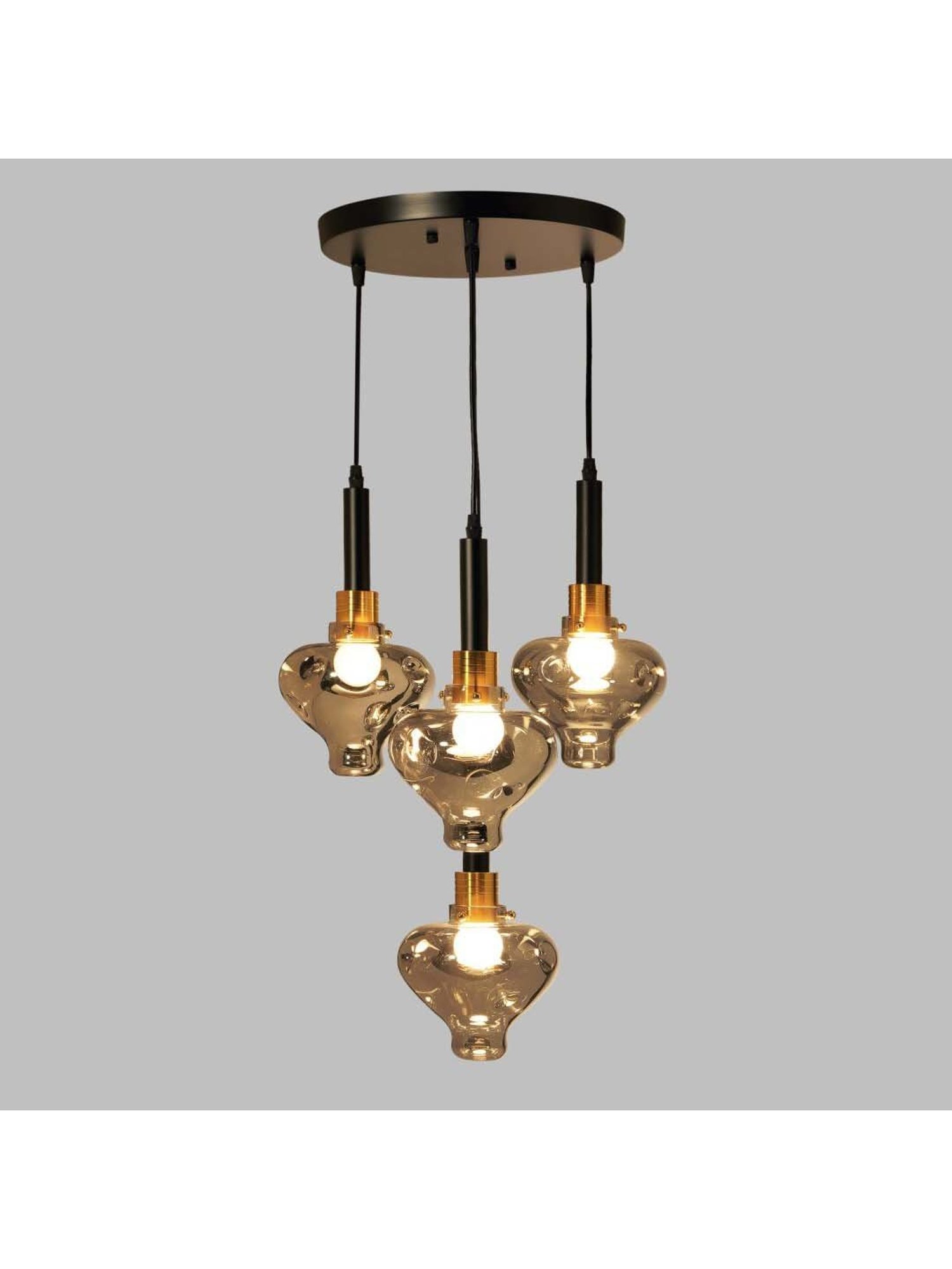 Kapoor E Illuminations Quinn Smoke & Black Glass Round Hanging Light