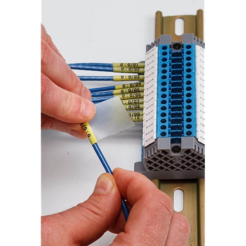 Authentic (M21-750-427) Self-Laminating Wire Wrap for Control Panels, Electrical Panels and Datacom Cable Labeling, Black on White material - Designed for BMP21-PLUS and BMP21-LAB Label Printers, .75