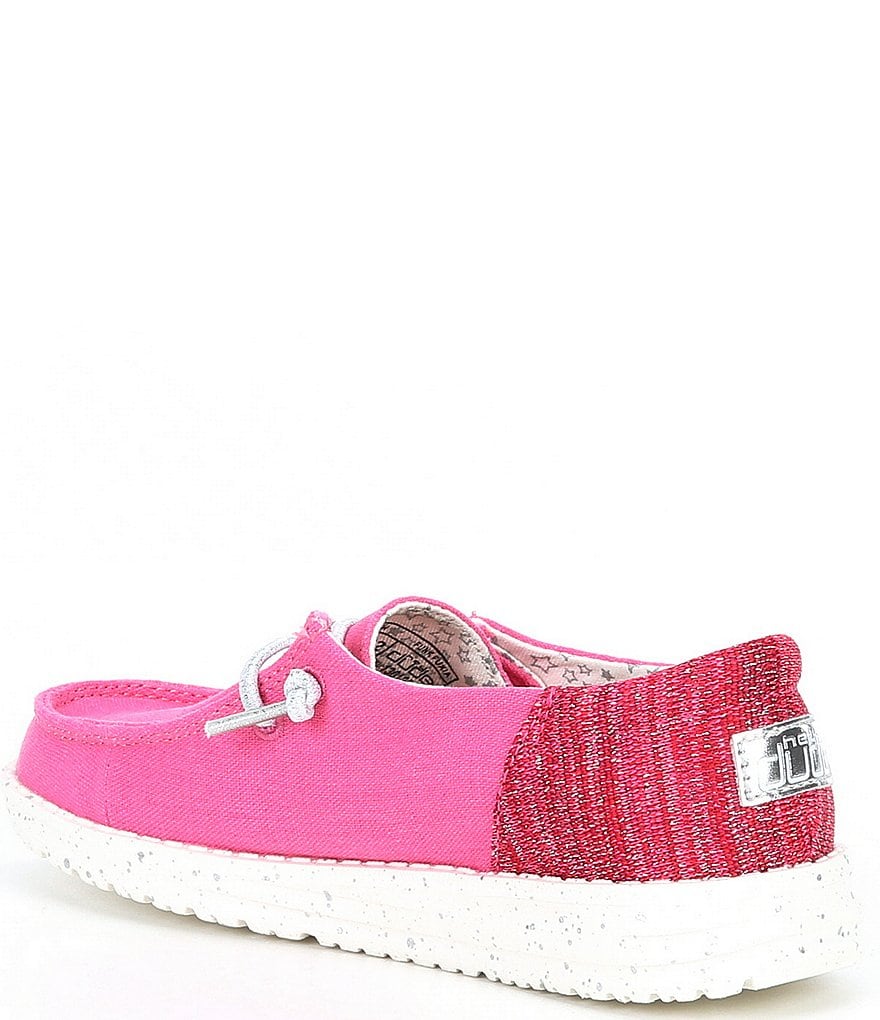 Hey Dude Girl's Wendy Funk Fuxia Metallic Knit Detail Washable Sneakers (Youth)