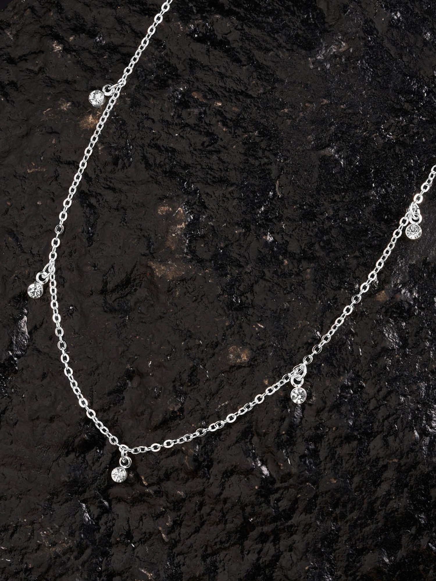 Accessorize London Silver Heart Station Necklace for Women