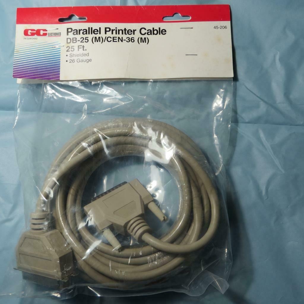 GCE 45-206 25 ft.Parallel Printer Cable RS-232 DB-25 Male to Cen 36-Pin Male