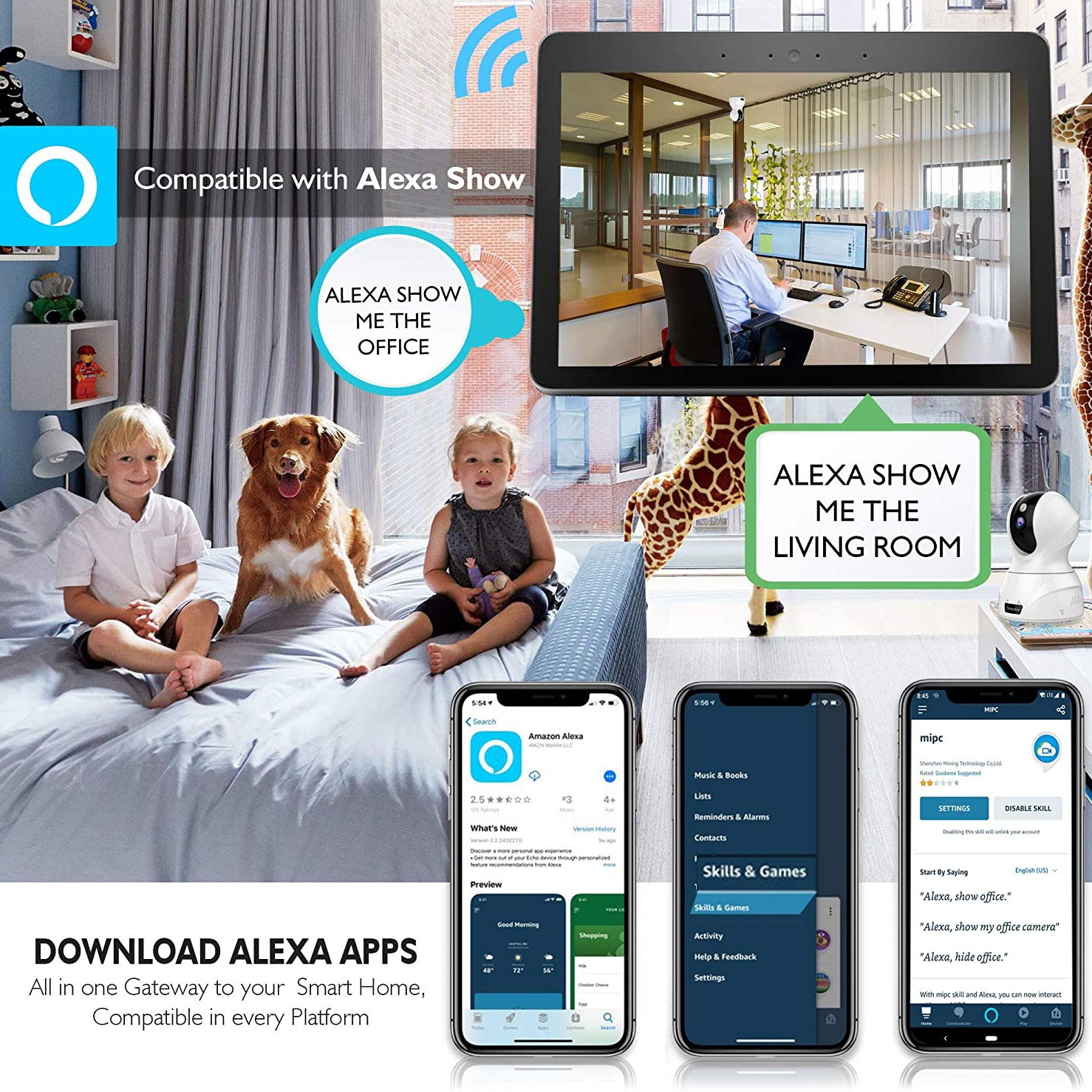 SereneLife IP WIFI 1536p HD Security Camera with Remote App Control (2 Pack)