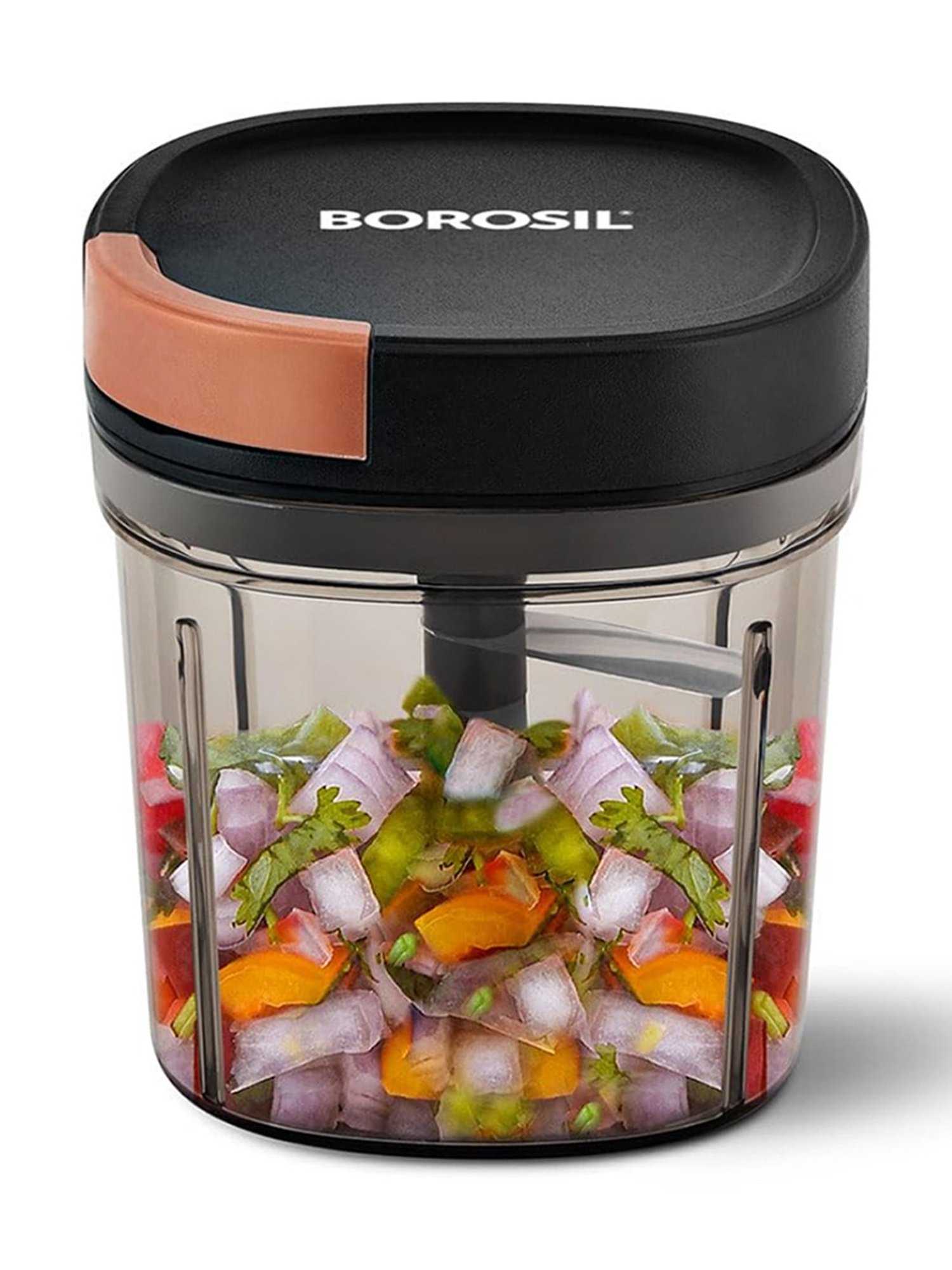 Borosil EazyPull Chopper 900 ml with 6 Blades & Durable String (Black)