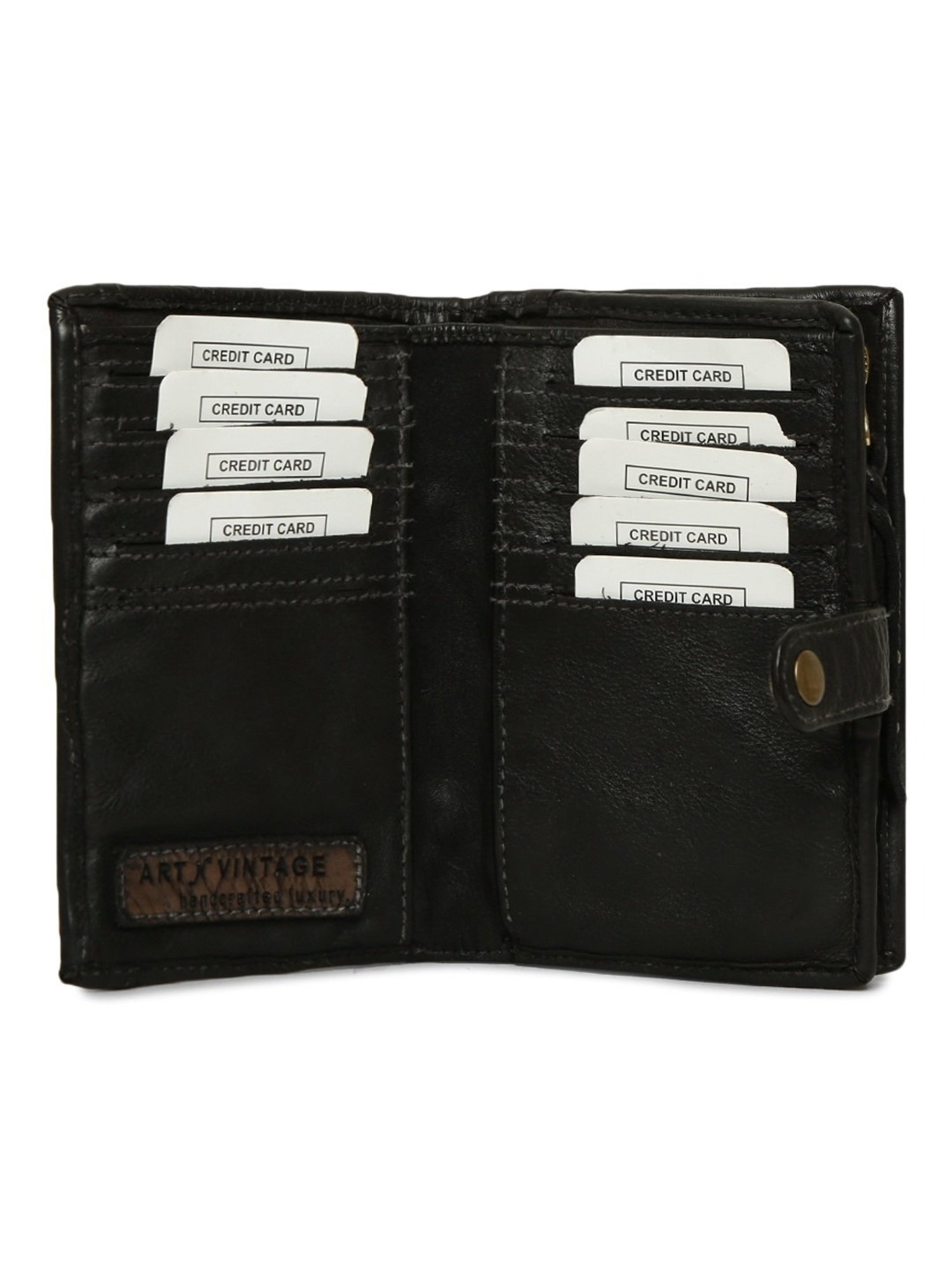 Art N Vintage Silvia Black Leather Textured  Bi-Fold Wallet for Women