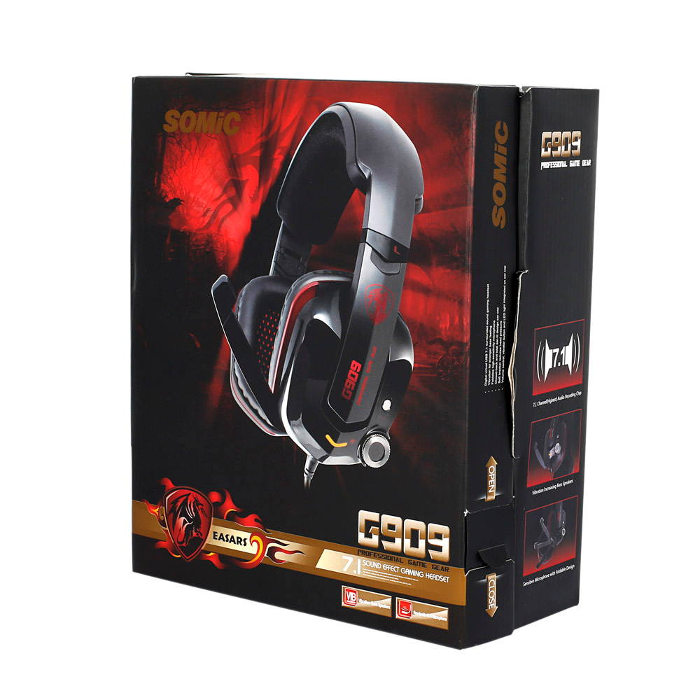 Somic G909 Vitual 7.1 Surround Vibration Gaming Headset Extreme Bass Over Ear Esport Game Earphone Headphones LED Light USB Wired with Microphone