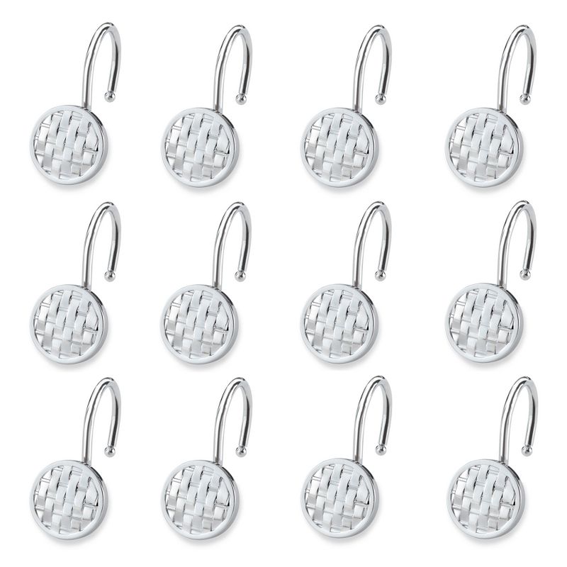 12pc Woven Shower Hooks Light Silver - Elegant Home Fashion