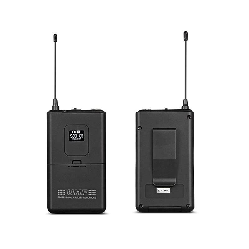 Microphone System Pro Audio UHF 4 Channel 4 Lavalier Bodypacks 4 Lapel Mic 4 Headsets for Karaoke System Church Speaking Conference Wedding Party