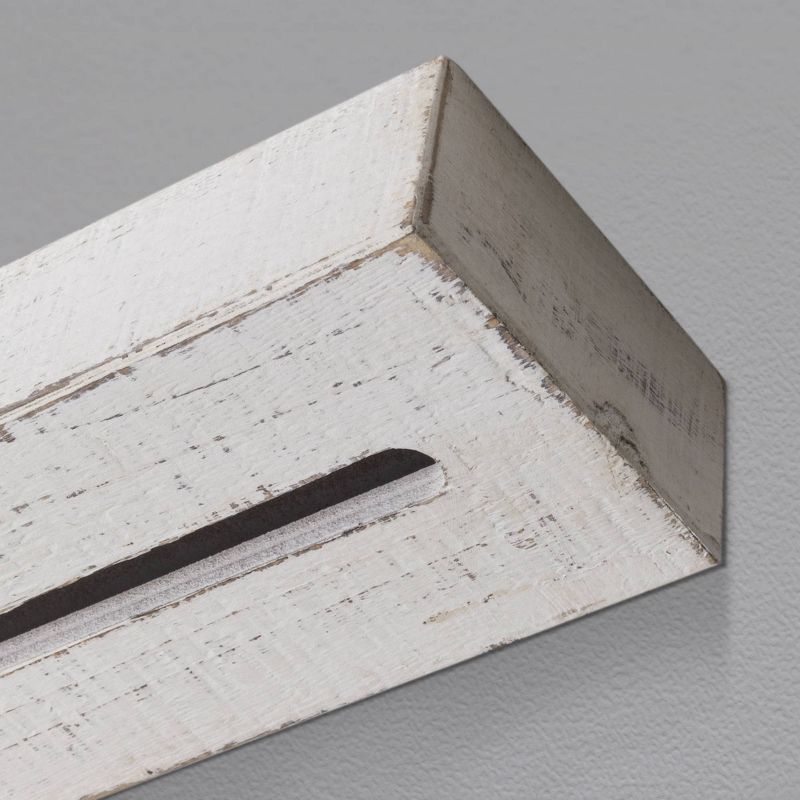 Wooden Floating Wine Glass Shelf Whitewashed - Crystal Art Gallery