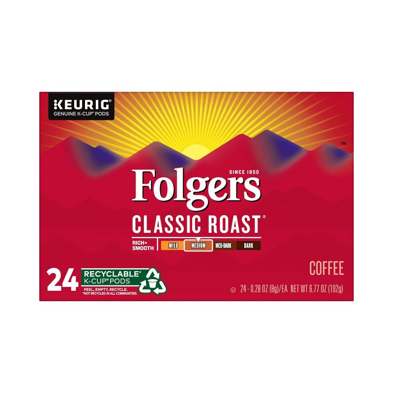 Folgers Classi Medium Roast Coffee - Keurig  K-Cup Pods - 24ct