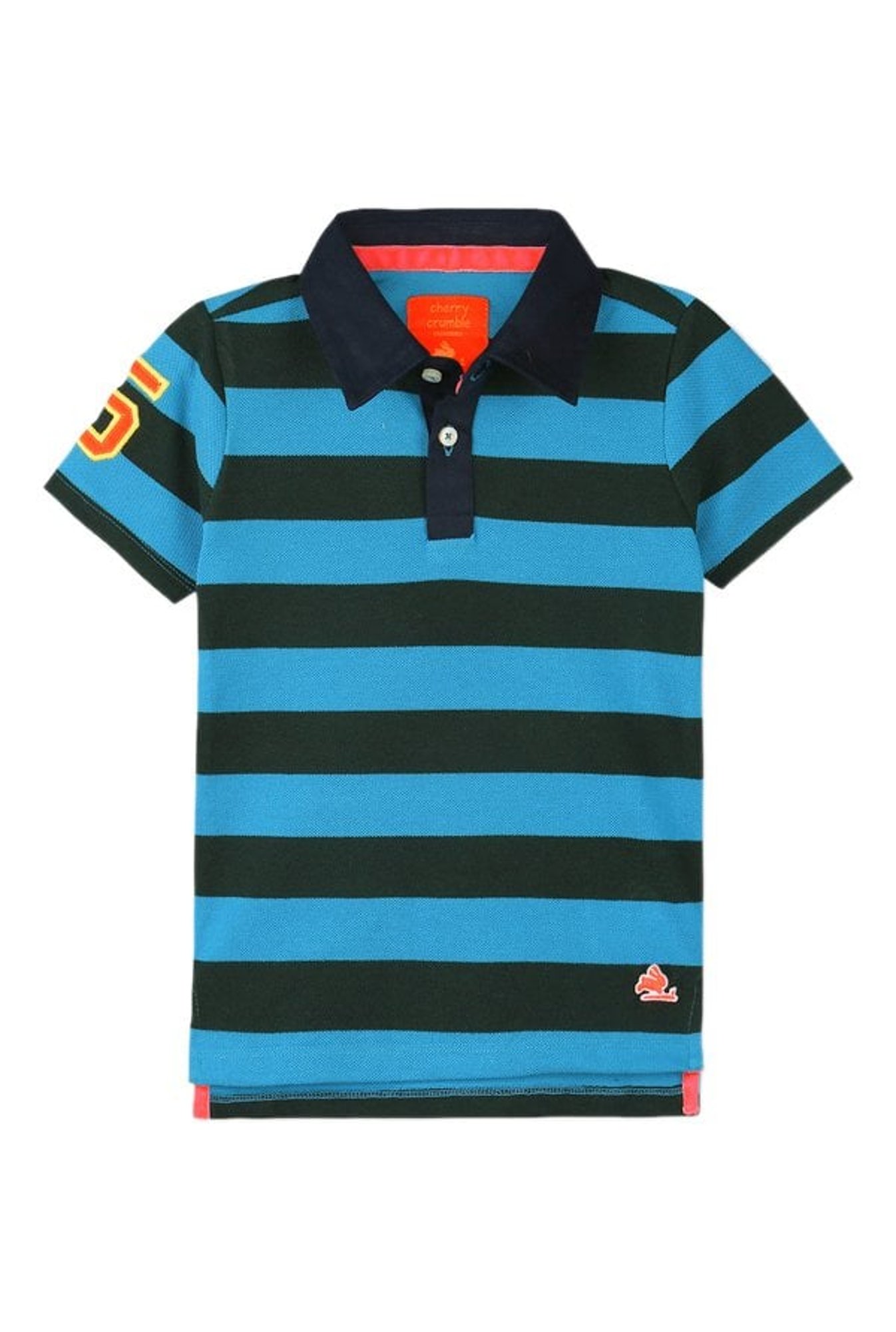 Cherry Crumble By Nitt Hyman Boys Blue & Green Polo T-Shirt