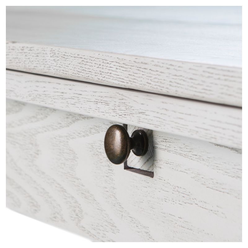 Edendale Farmhouse Folding Trestle Console To Extendable Dining Table Distressed White - Aiden Lane