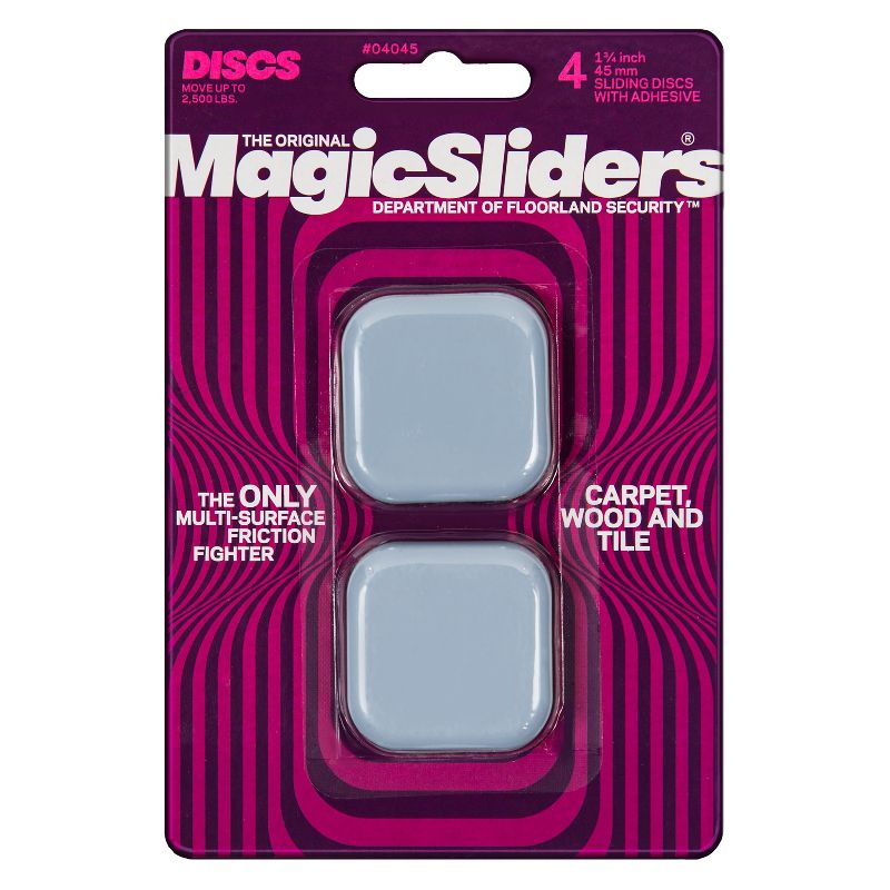 Magic Sliders Square Sliding Discs with Adhesive 4-pk.