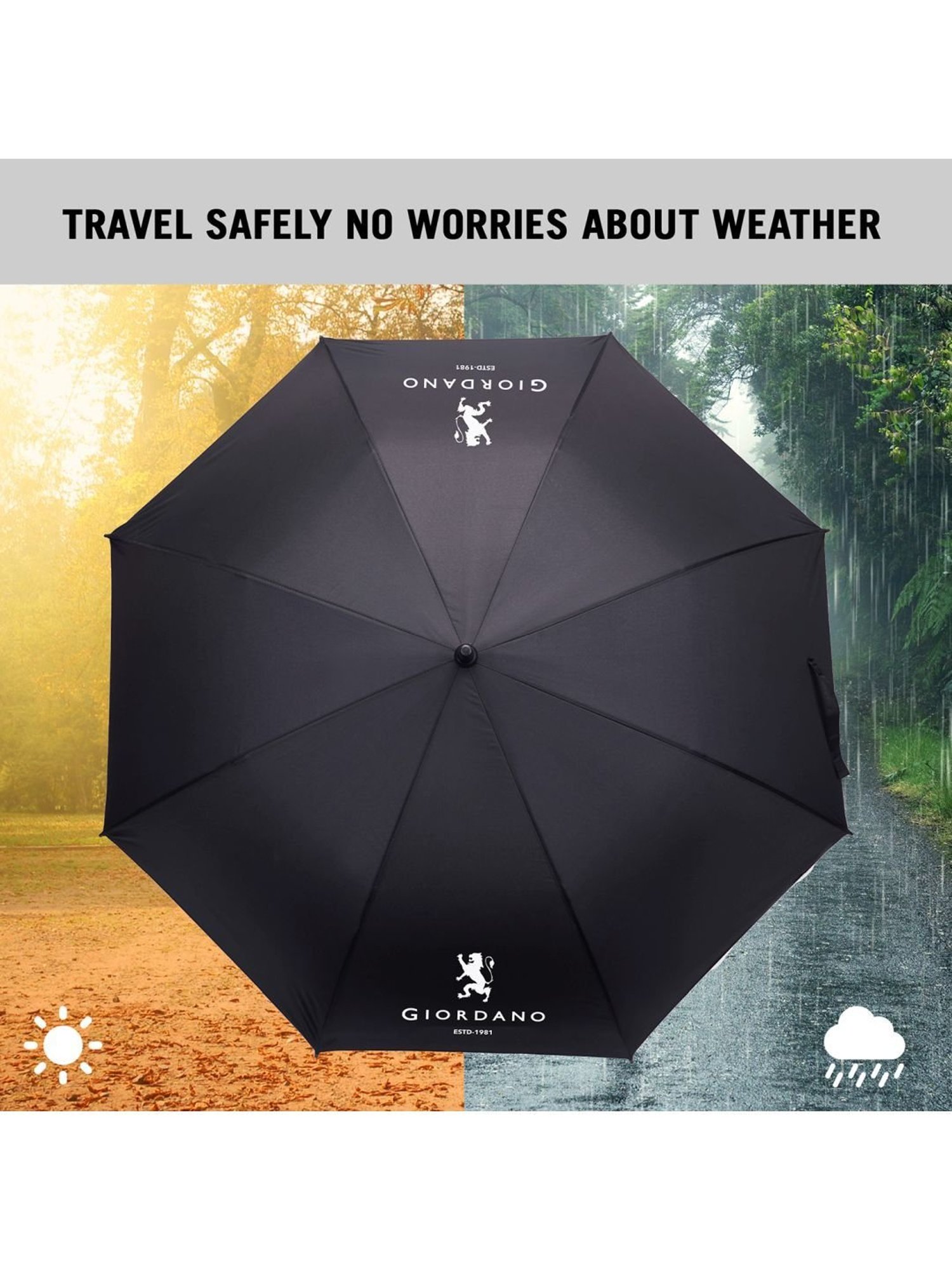 Giordano Automatic UV Protection Black Umbrella