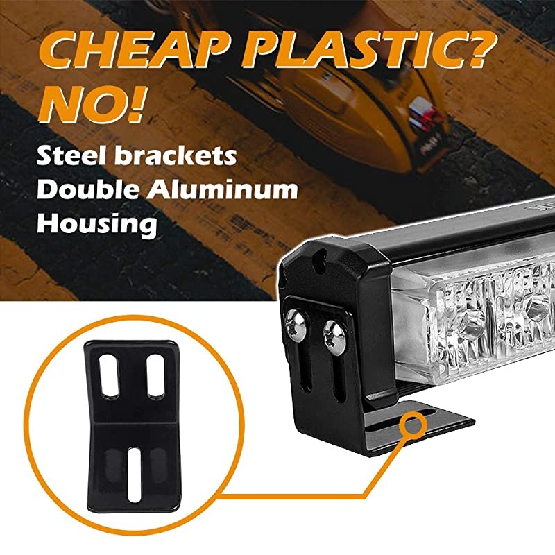 Police Lights Led Trailer Lights Dual 6 LED 2 Color Modes 9 Flashing Modes Aluminium housing Light Bar Mounts Firefighter Emergency Lights For Vehicles, White or Red&Blue 2 PCS