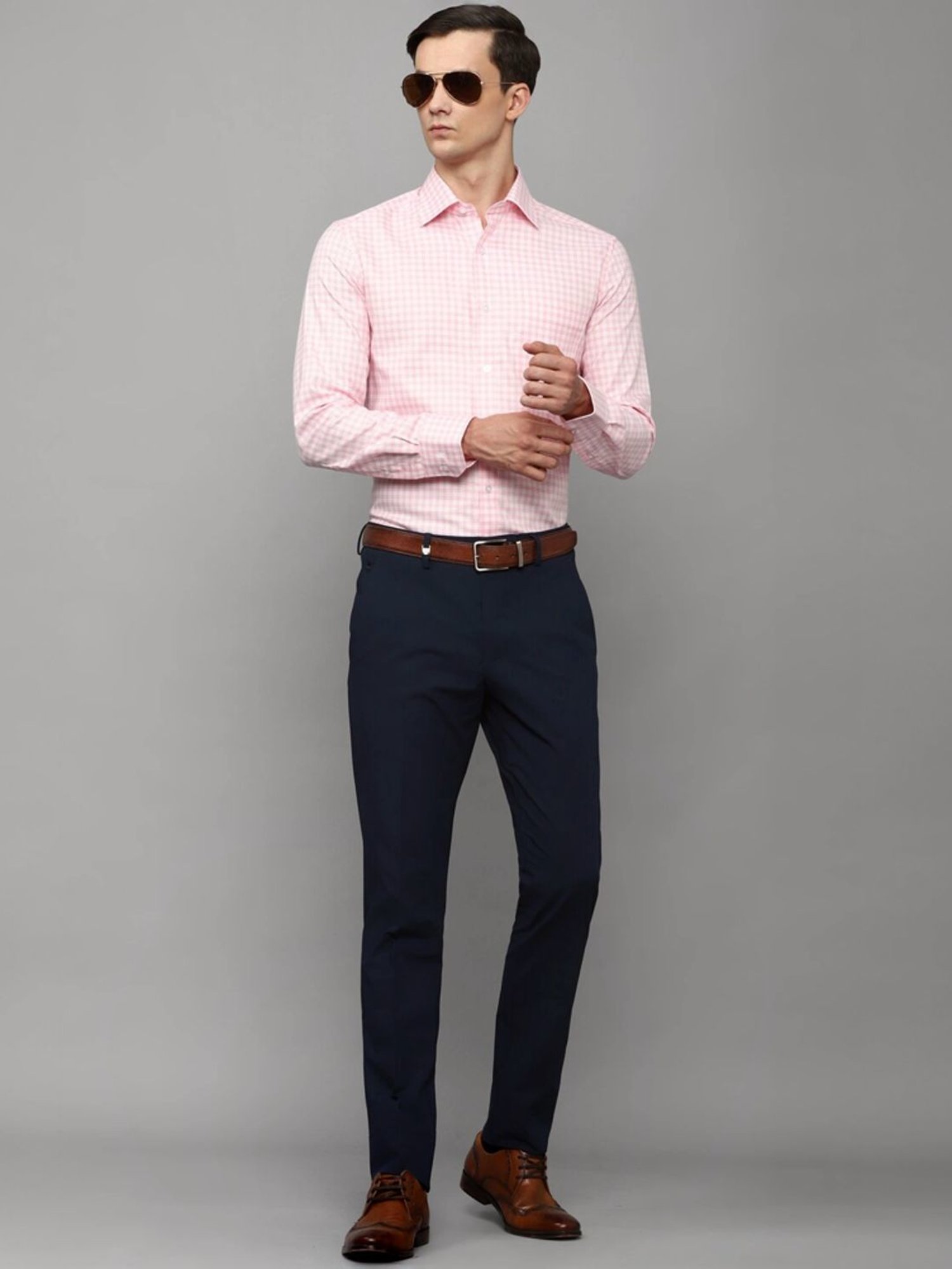 Louis Philippe Navy Slim Fit Trousers