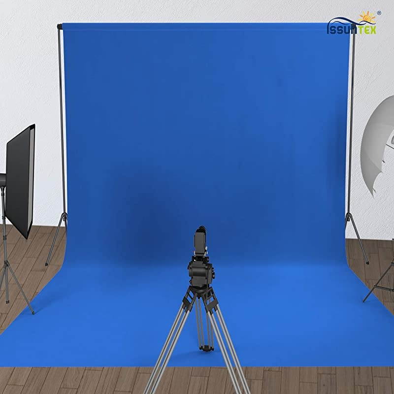 10X12 ft Background Muslin Backdrop, Photo Studio, Collapsible High Density Screen for Video Photography and Television-Blue