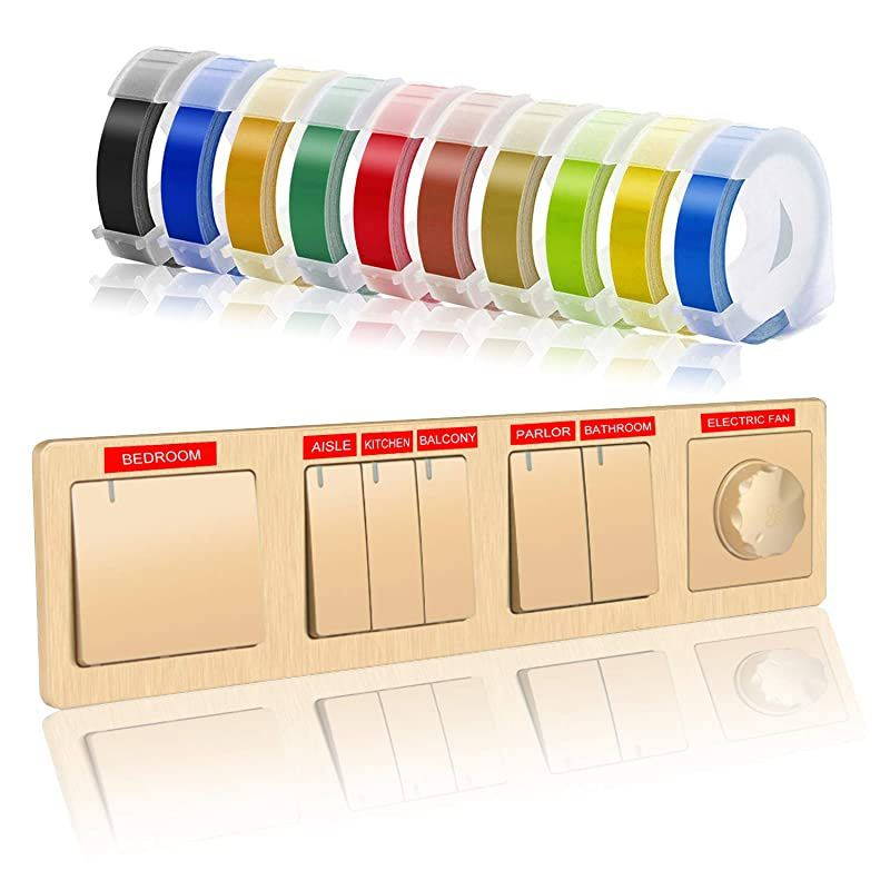 Tape Compatible with Dymo Label Maker, 3/8'' x 9.8' Colorful 3D Plastic Organizer Xpress Tape Compatible with Dymo Office Mate II and Old School Label Makers