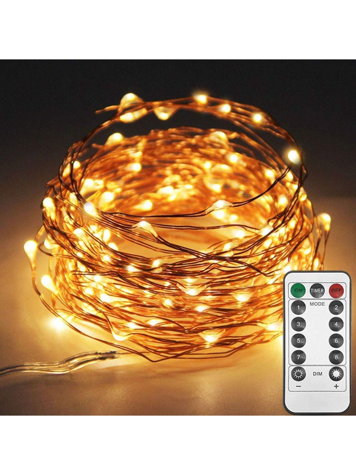 XERGY 33ft 100 LED Copper Wire Fairy String Lights 8 Modes USB Powered with Remote