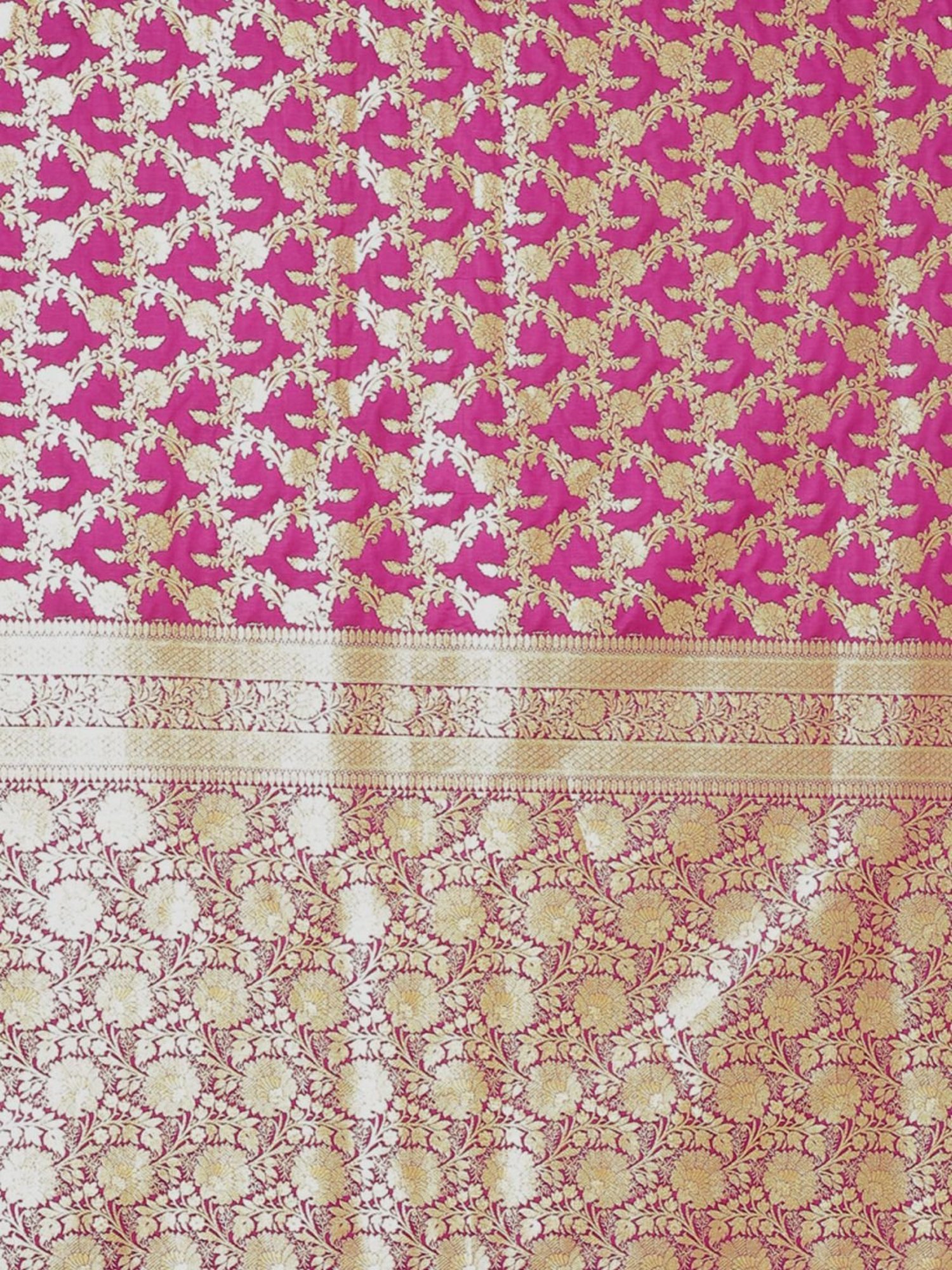 Banarasi Silk Works Pink Woven Saree With Unstitched Blouse
