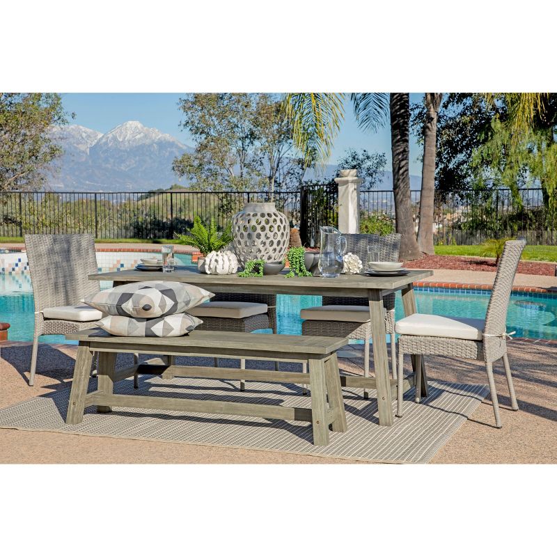 Sierra 6pc Outdoor Eucalyptus Wood Rectangular Dining Set - Dark Gray - Coaster