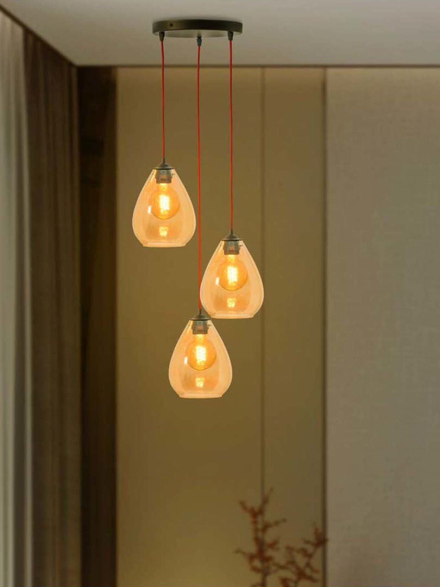 Kapoor E Illuminations Fondi Amber Glass Cluster Round Hanging Light