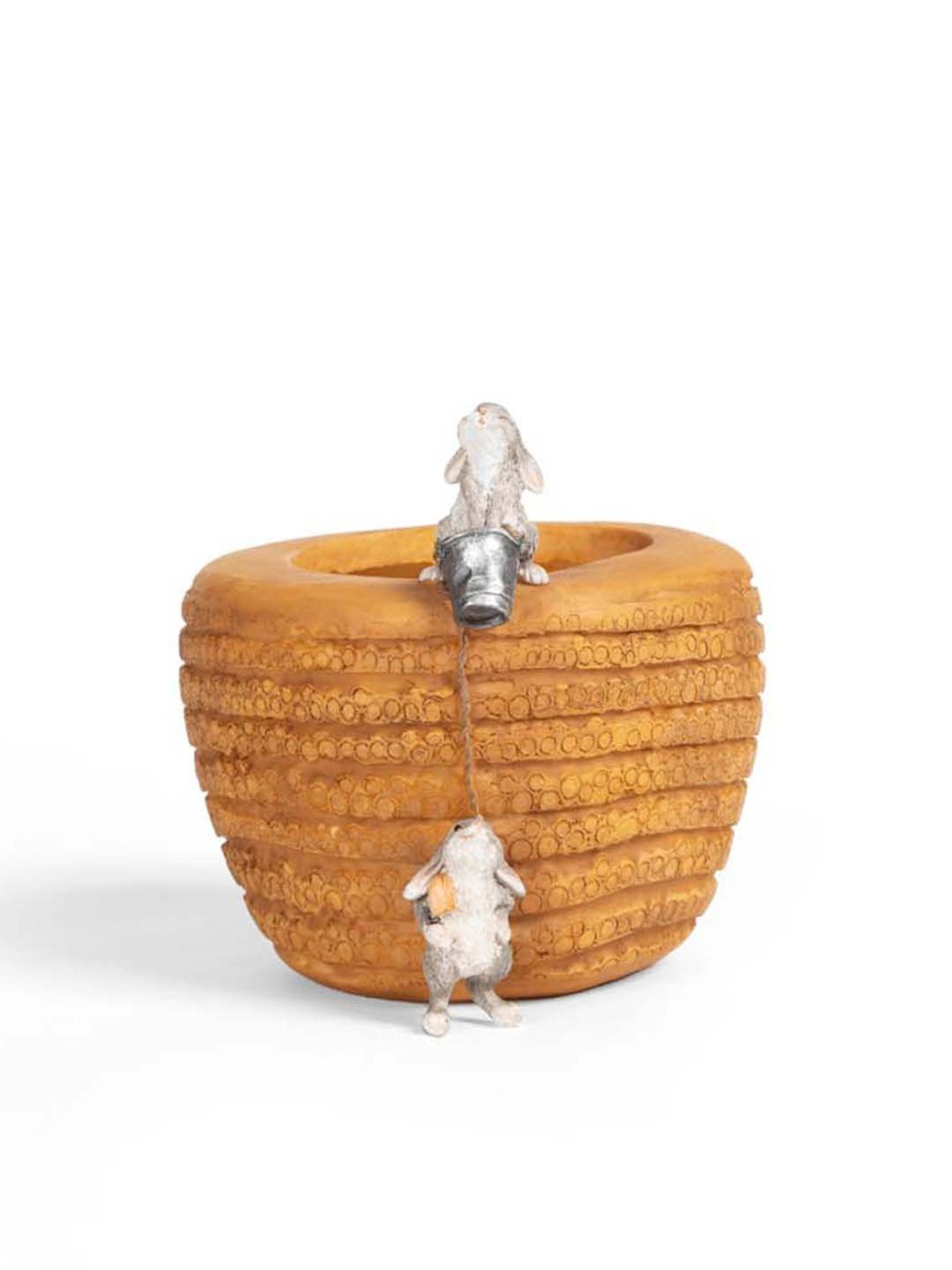 Home4U Brown & Grey Polyresin Mini Rabbit Showpiece - Set of 1