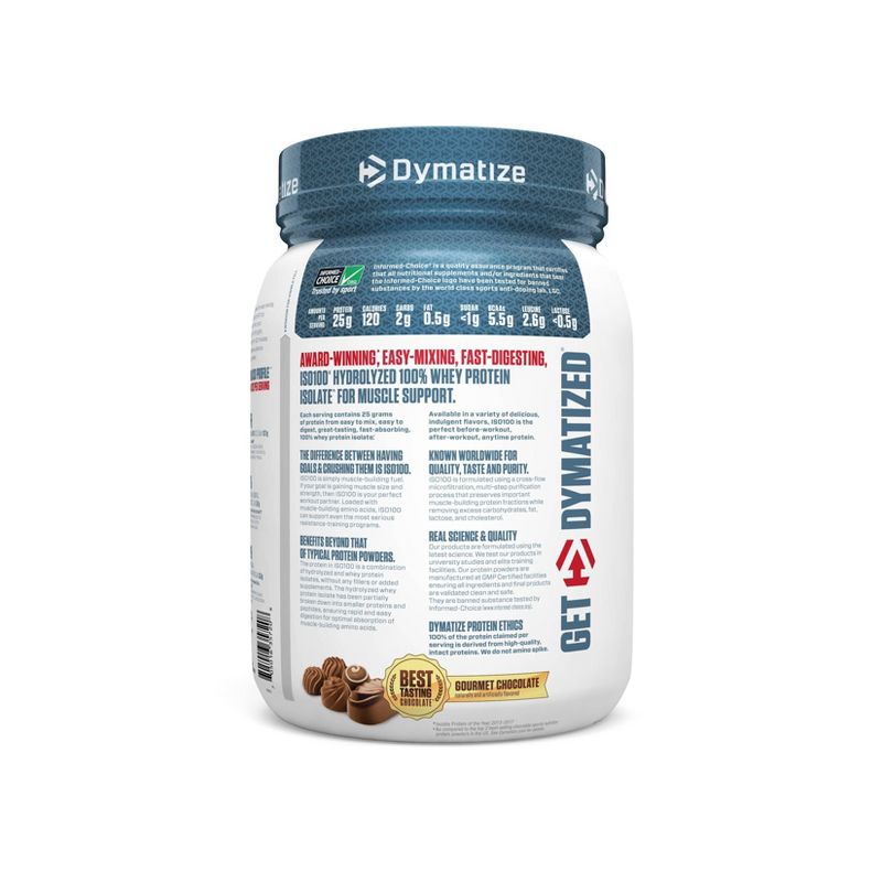 Dymatize 100% Whey Isolate ISO100 Hydrolyzed Protein Powder - Gourmet Chocolate - 22.6oz