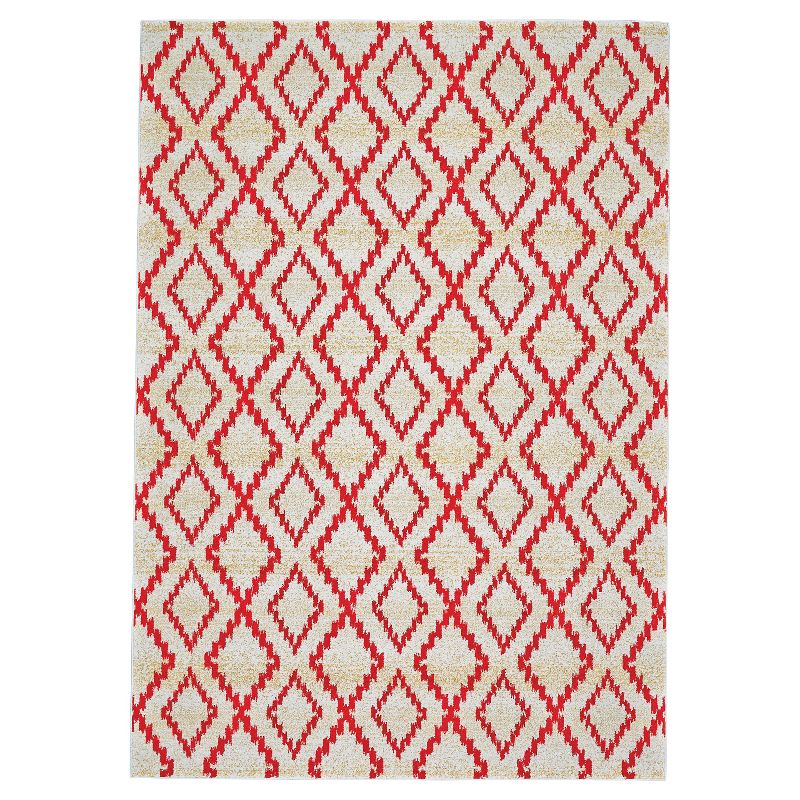 2'2"X4' Geometric Woven Accent Rugs Red - Weave & Wander