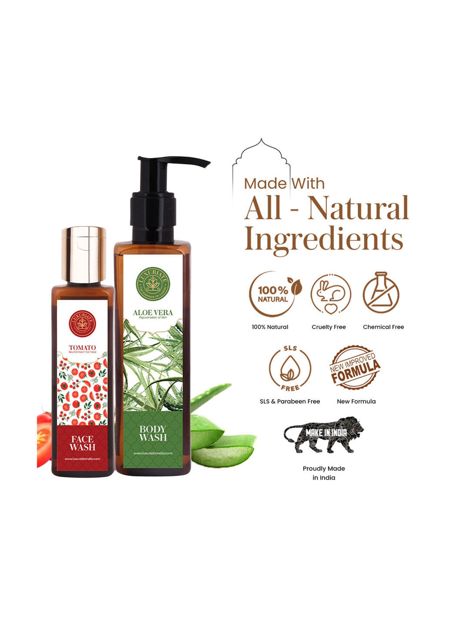 Luxuriate Aloe Vera Body Wash and Tomato Face Wash Cleanser Combo