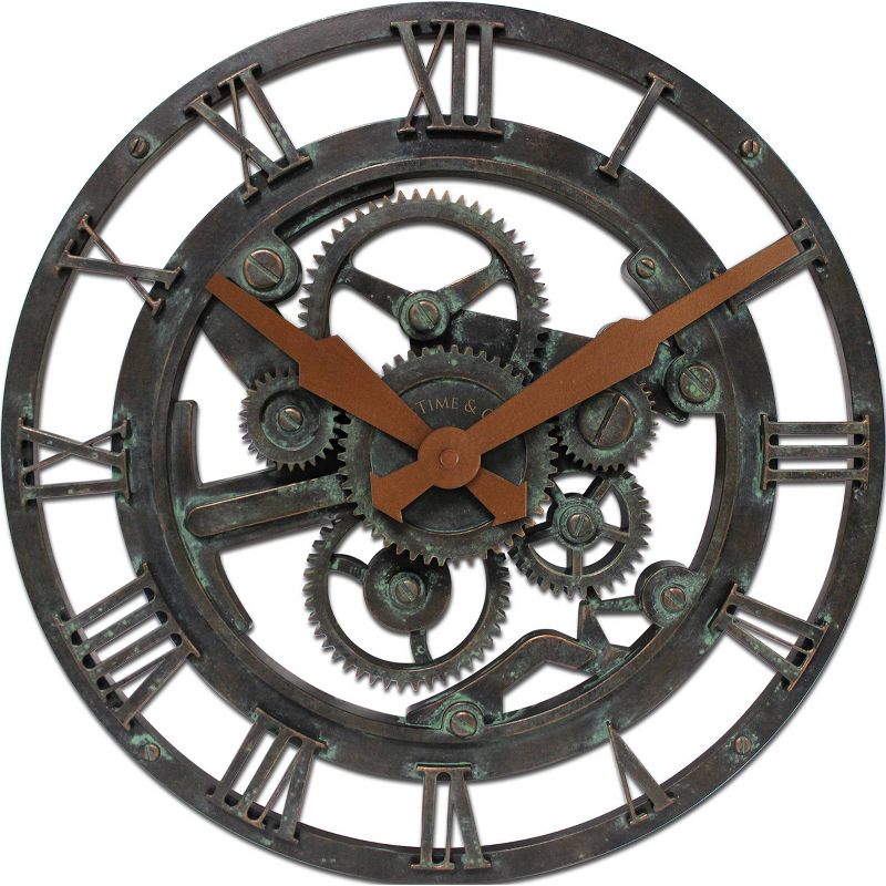 15" Oxidized Gears Wall Clock Metallic Teal - FirsTime & Co.