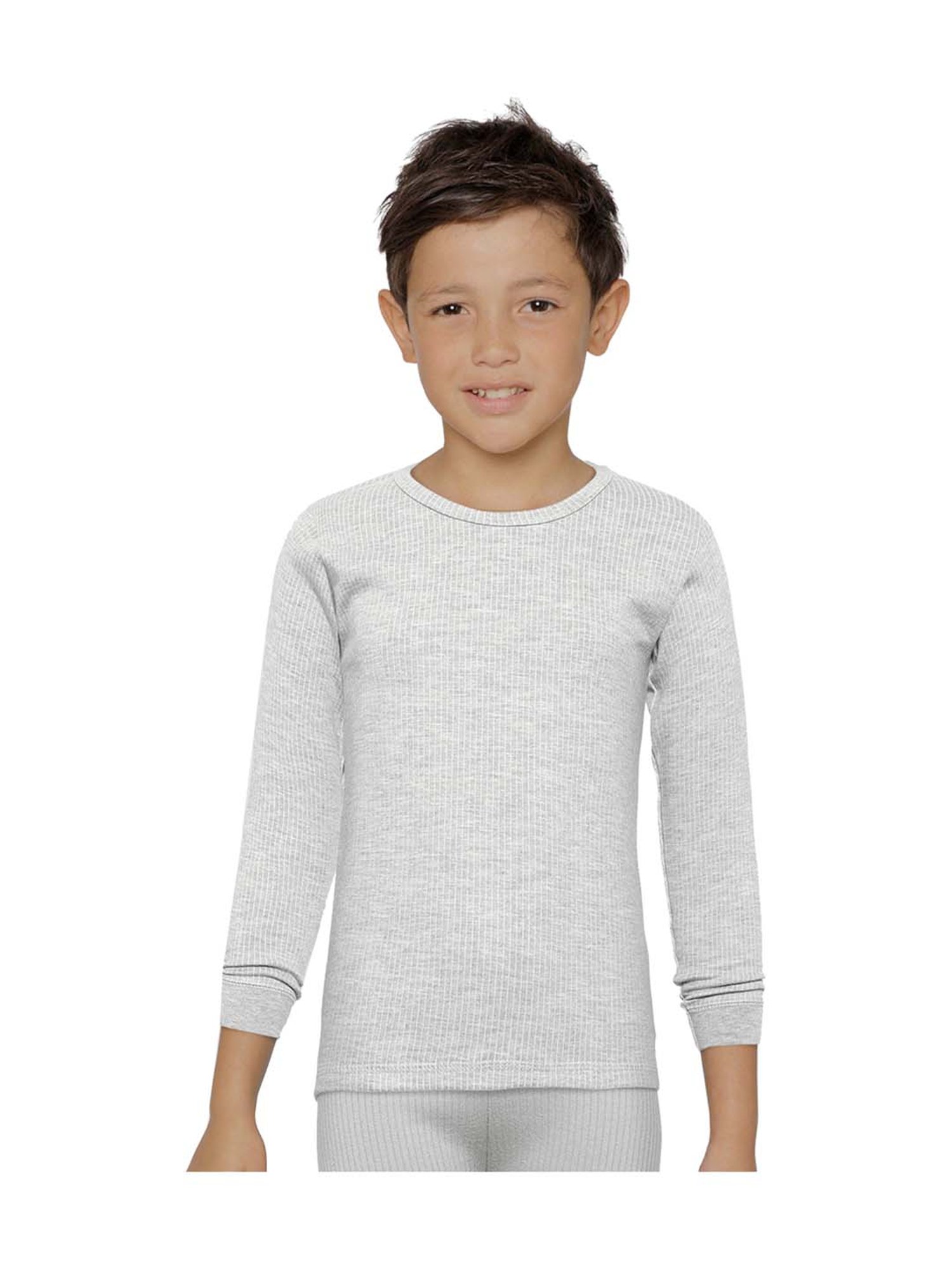Kanvin Kids Grey Regular Fit Thermal Tops - Set of 2