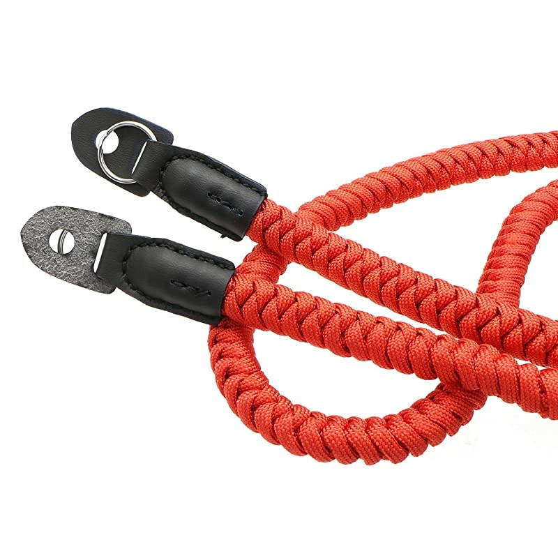 Paracord Woven Camera Neck Shoulder Strap Belt Hand Made for Canon Nikon Sony Olympus Pentax Fujifilm Panasonic SLR DSLR Digital Mirrorless Cameras 42 inch Red