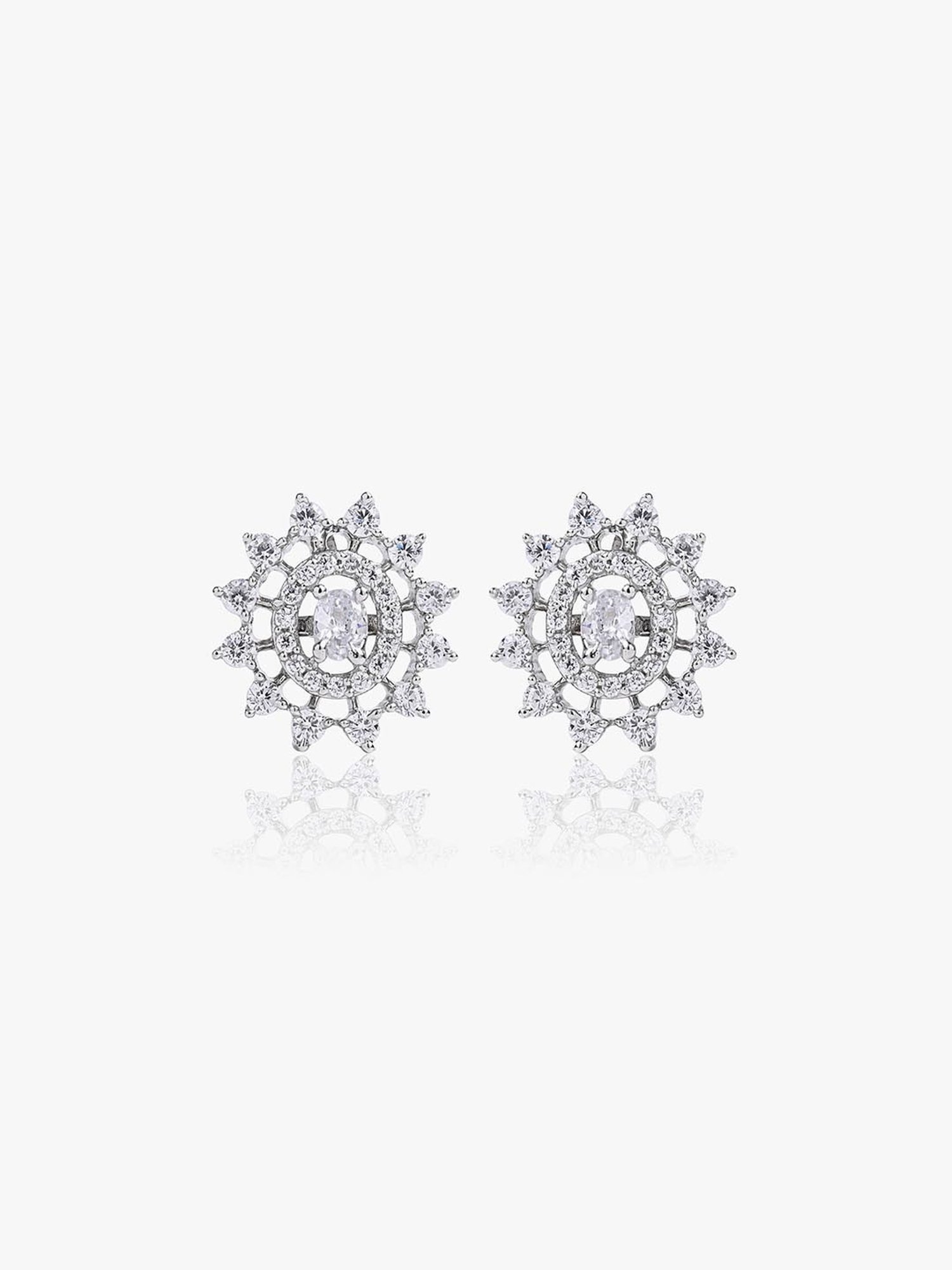 March by FableStreet Sterling Silver Zircon Cluster Stud Earrings for Women