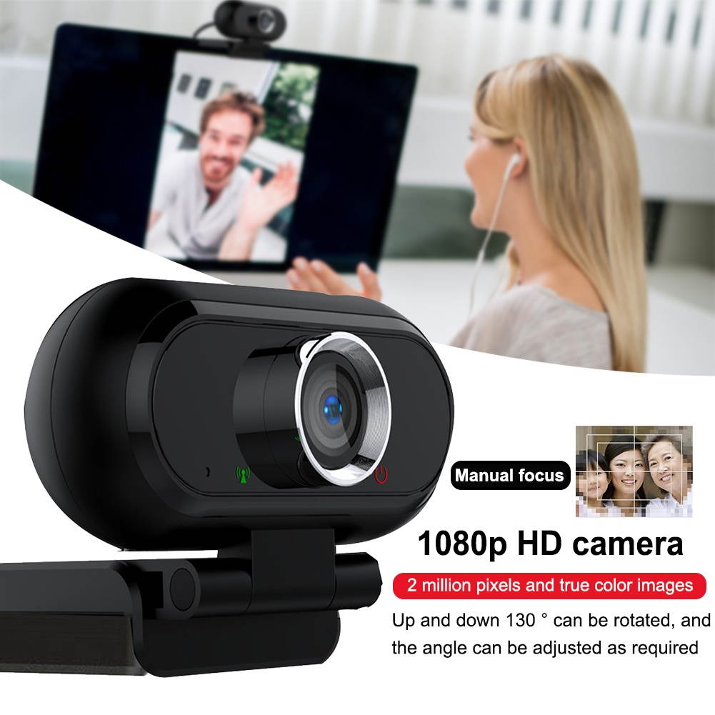 Full HD 1080P Computer Webcam Home Office Streaming Camera Built In Microphone