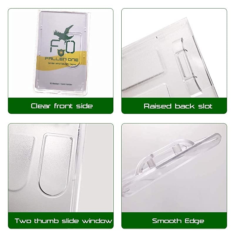 Hard Plastic Id Badge Holder Vertical Hold 2 Cards Easy Access with Thumb Slots Pack of 1