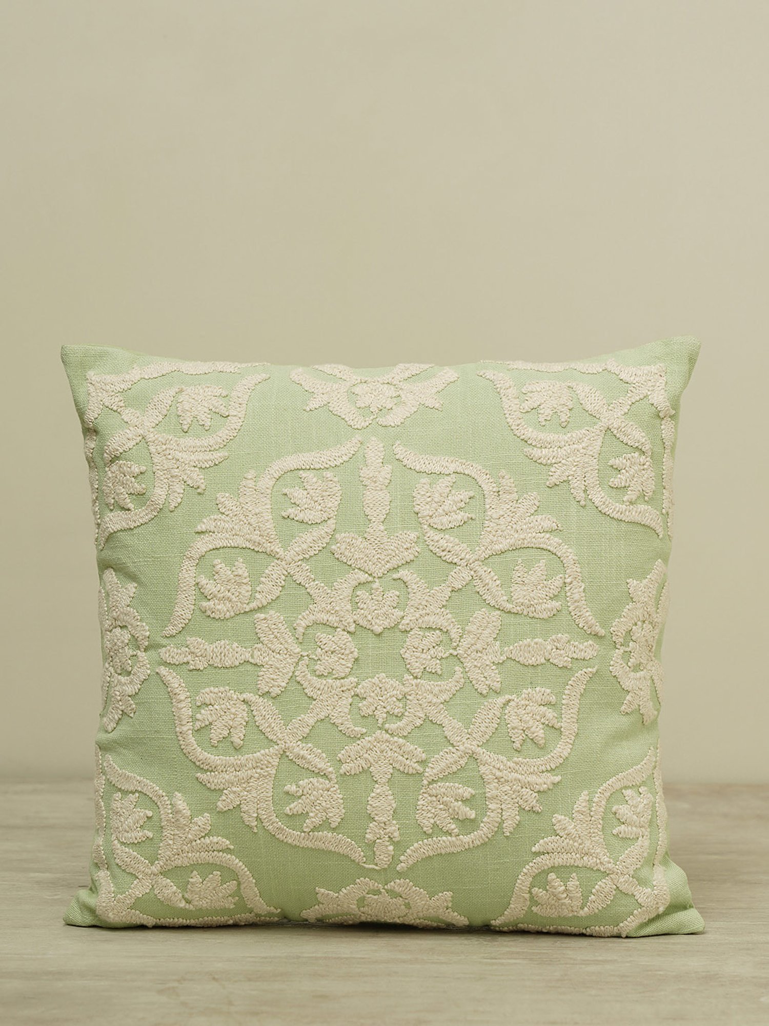 Pure Home and Living Green Cotton Embroidery Cushion Covers
