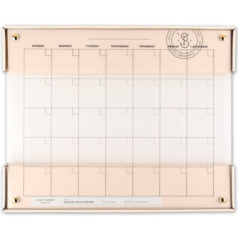 20"x16" Glass Dry Erase Calendar - Sugar Paper™