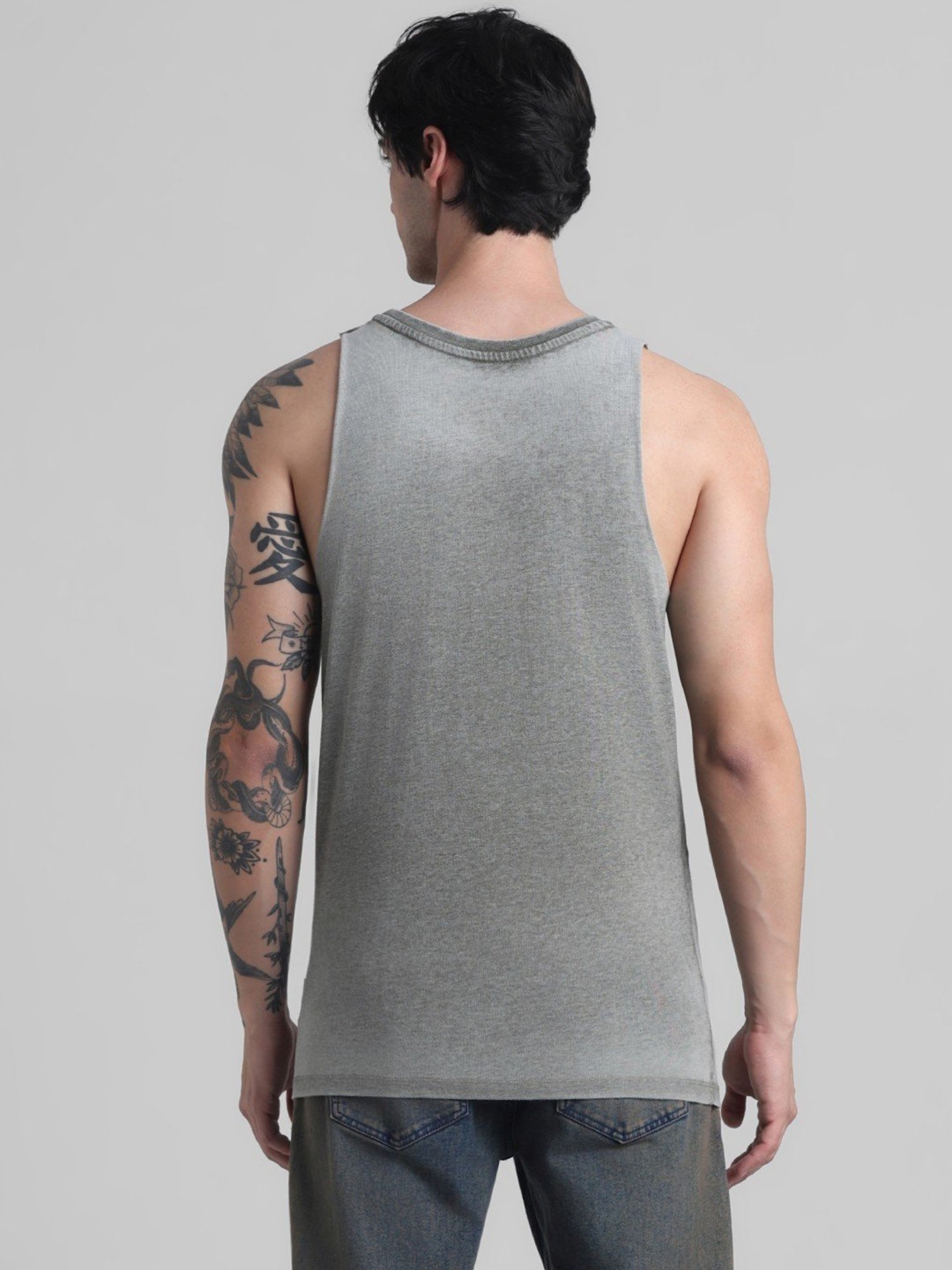 Jack & Jones Grey Cotton Regular Fit Vest