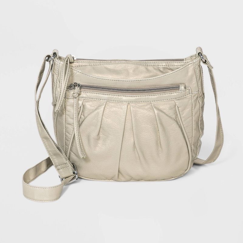Bueno Zip Closure Mini Crossbody Bag - White