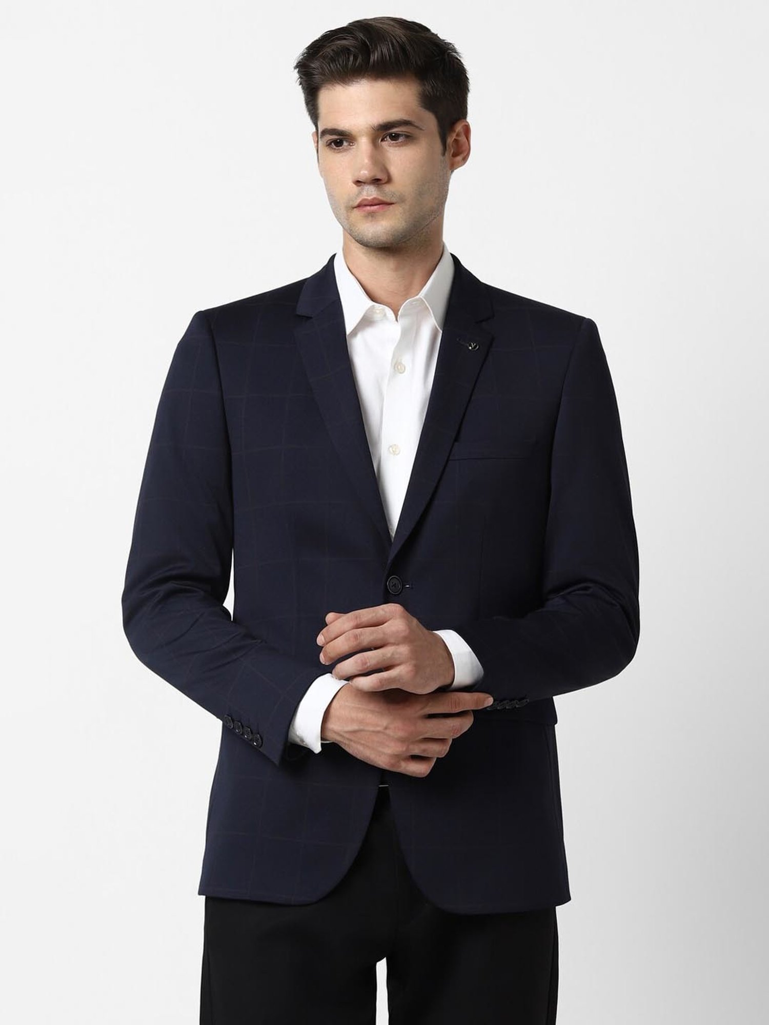 Van Heusen Navy Slim Fit Checks Blazer