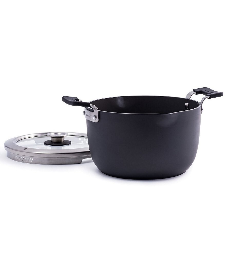 GreenPan Levels Hard Anodized Stackable Ceramic Nonstick Stockpot with Straining Lid, 6-Quart