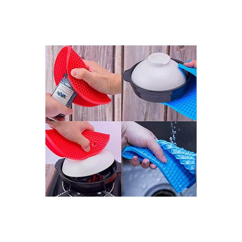 Silicone Trivet Mat (Set of 6), Non SlipOven Mitts, Durable Pot Holders, The Safest Heat Resistant Hot Pads