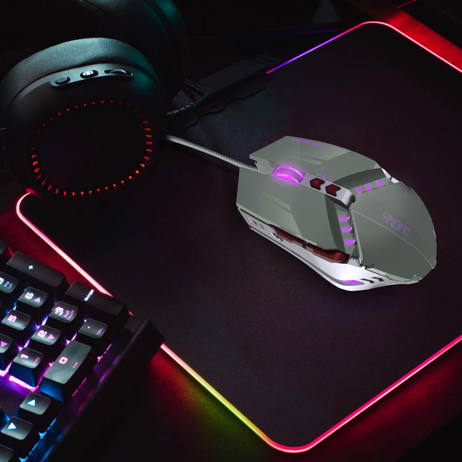 Donwell 7-Buttons Gaming Mouse USB Wired LED Breathing Fire Button 3200 DPI Laptop PC, Valentines Day gift, Gaming Mechanical Wired Mouse